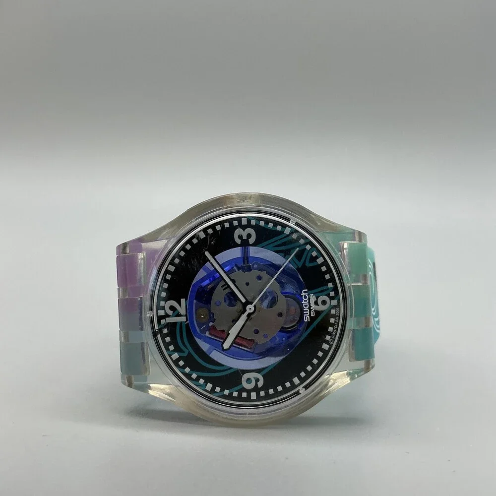 Swatch Sunray Glam SUOZ148 Womens Watch 37mm Black Blue Multicolor New Battery
